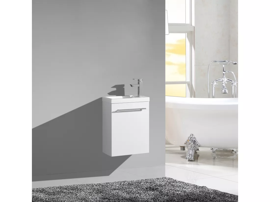 Ensemble meuble lave main 40 cm blanc Aquapixo