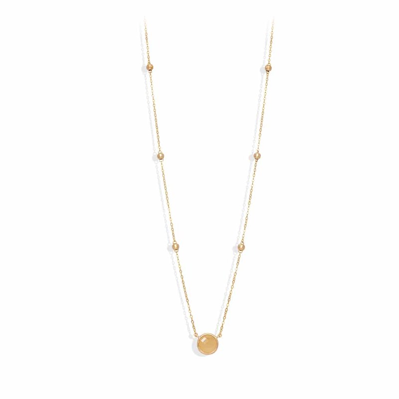 Collier Long Argent Doré Valentine Cristal Pêche