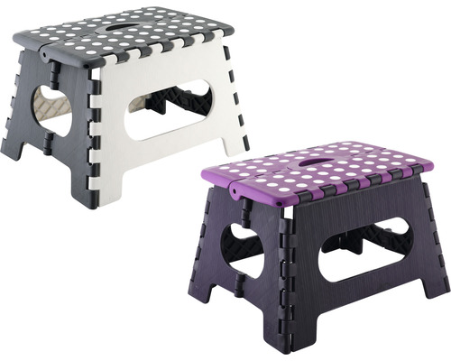 Klein opvouwbaar opstapje van kunststof, 35x22 cm, grijs/paars geassorteerd