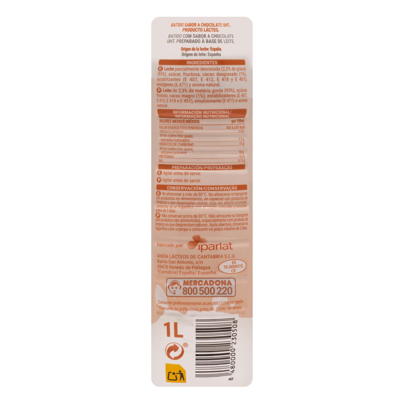 Shake au chocolat au lait 90% Hacendado