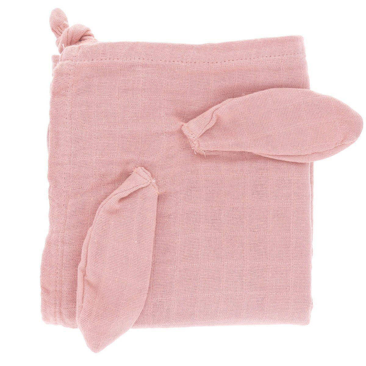 Petit lange lapin rose pâle 70X70 Amande