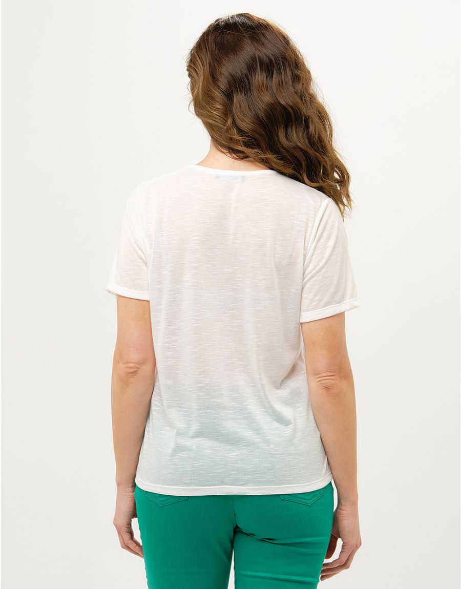 T-shirt écru col V
