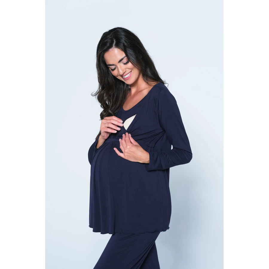 Cool Mama Umstands- und Still-Pyjama 2 in 1 Navy blau