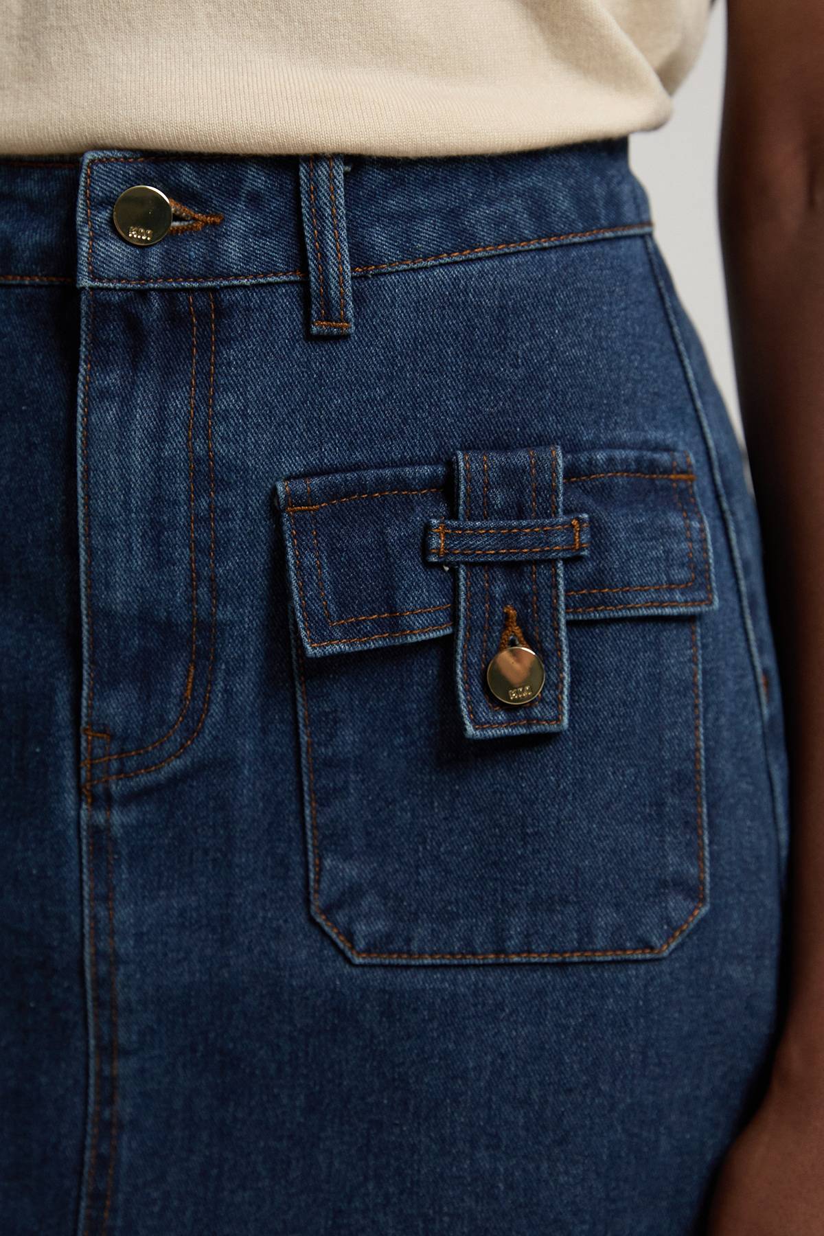 KarenMillen Jupe Midi En Denim À Boutonnage Devant