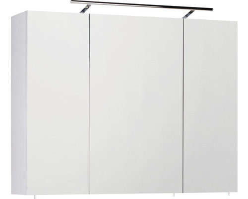Marlin badkamerspiegelkast, 90 x 17,5 x 74 cm, hoogglans wit, 3-deurs, LED, IP20