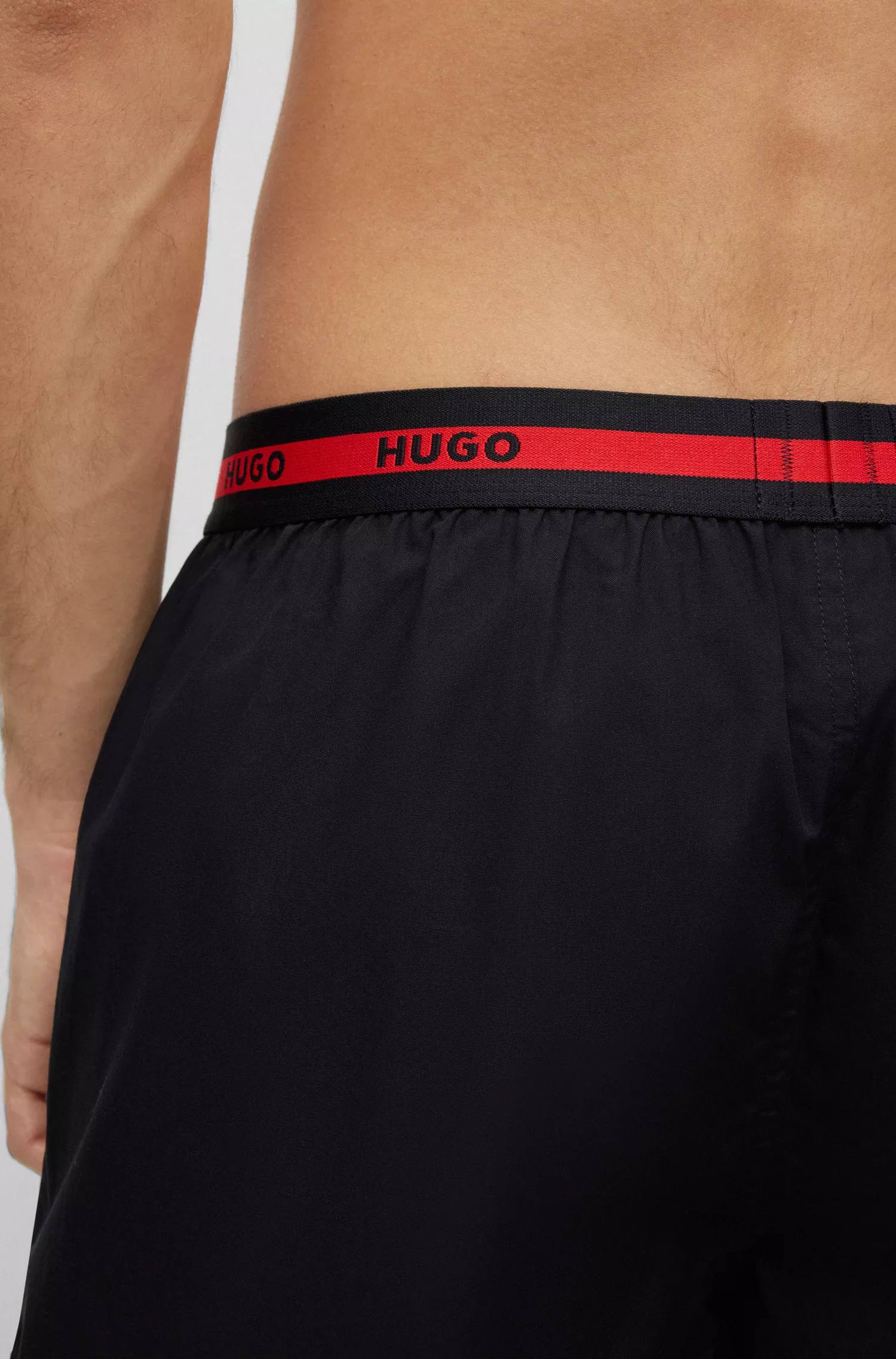 HUGO Vermelho - Pacote com duas cuecas boxer de algodão com cós com logotipo.