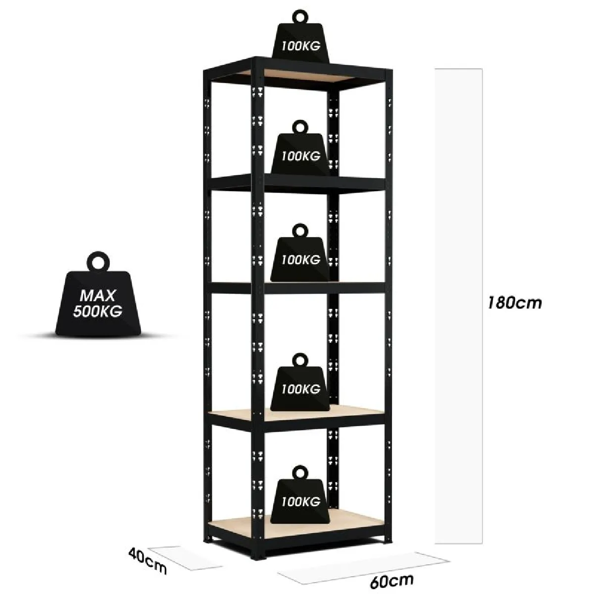 Eurospen Europsen Etagère de Rangement Noir