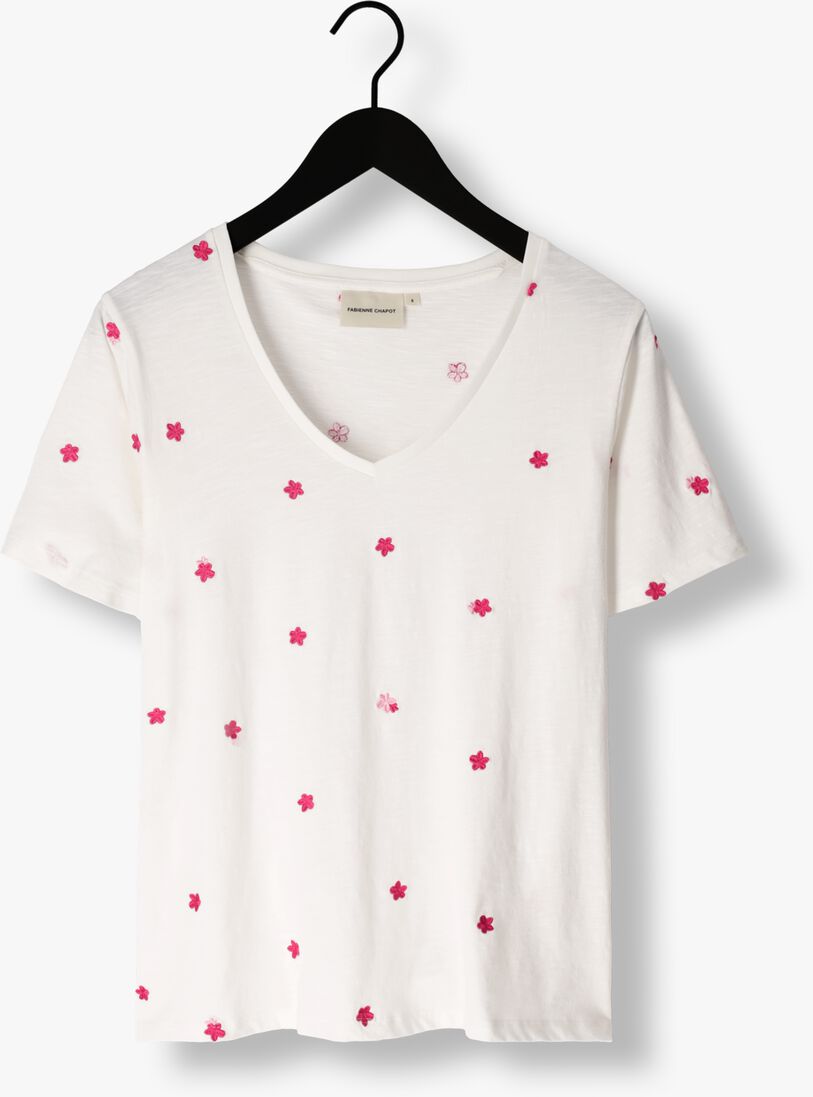 FABIENNE CHAPOT ecru fabienne chapot t-shirt phill v-neck pink flower t-shirt