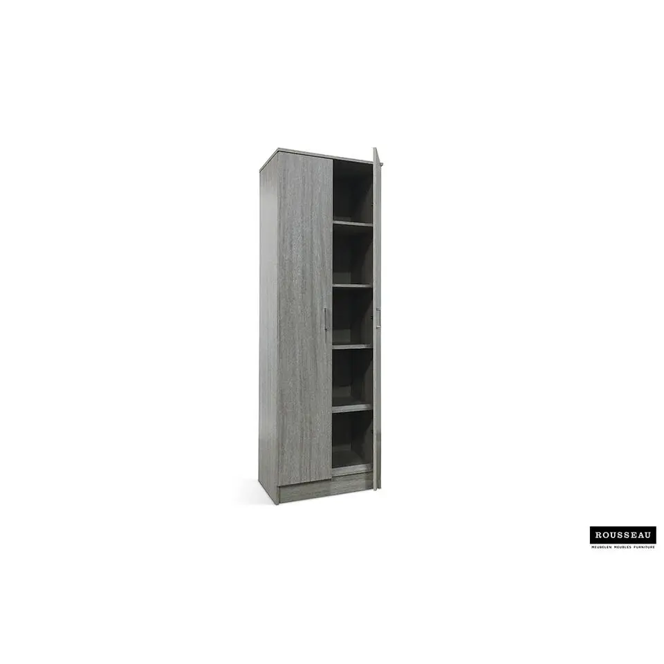 Opbergkast Ray 60cm met 2 deuren en 4 legplanken - grijze eik