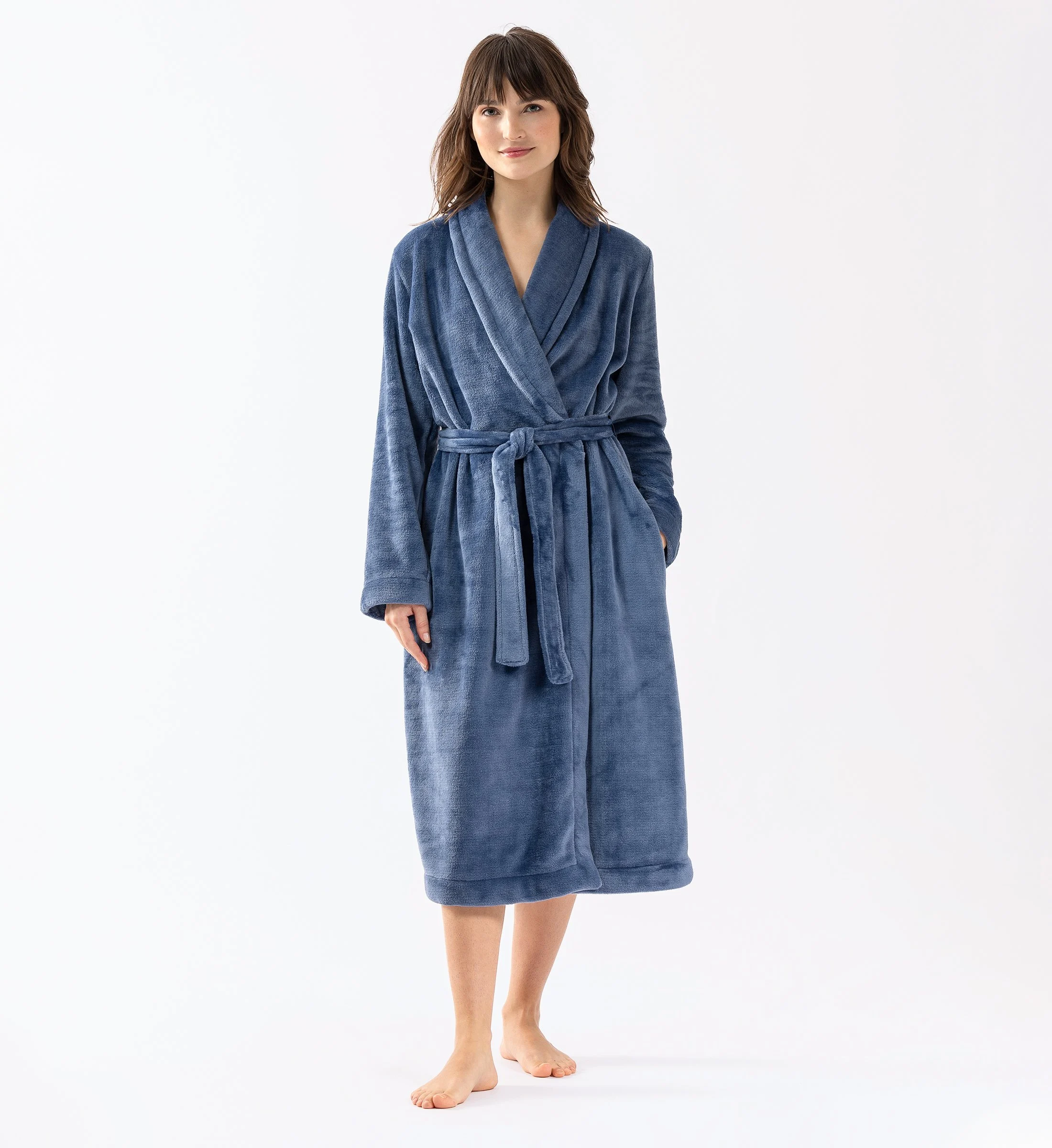 ESSENTIEL H61B - Peignoir en peluche flanelle | Bleu