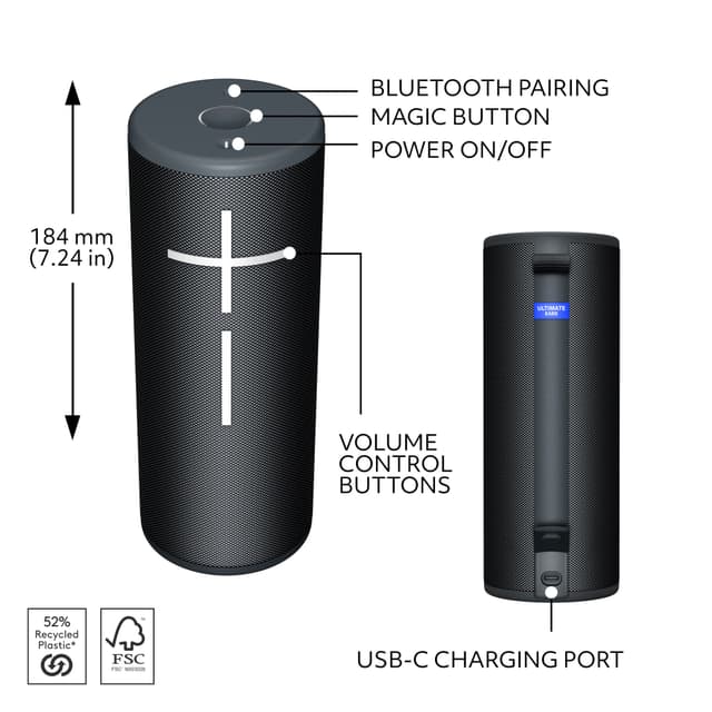Ultimate Ears BOOM 4 bærbar trådløs højttaler (sort)