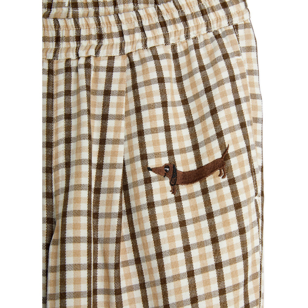 Køb Mini Rodini Beige Gingham Woven Elastic Bukser