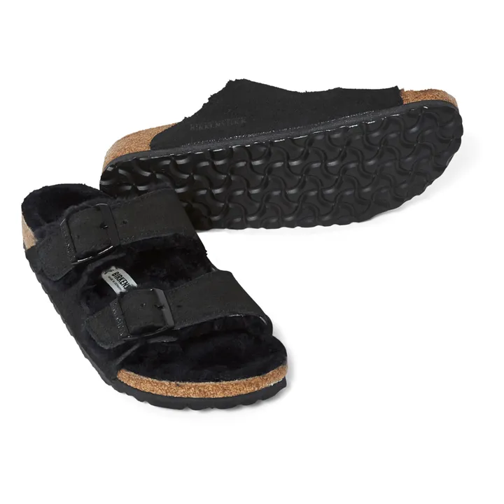 BIRKENSTOCK Sandales Arizona Shearling - Collection Adulte  | Noir