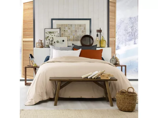 HEDDA - Taie d'Oreiller 63x63cm Flanelle de Coton Coloris Camel