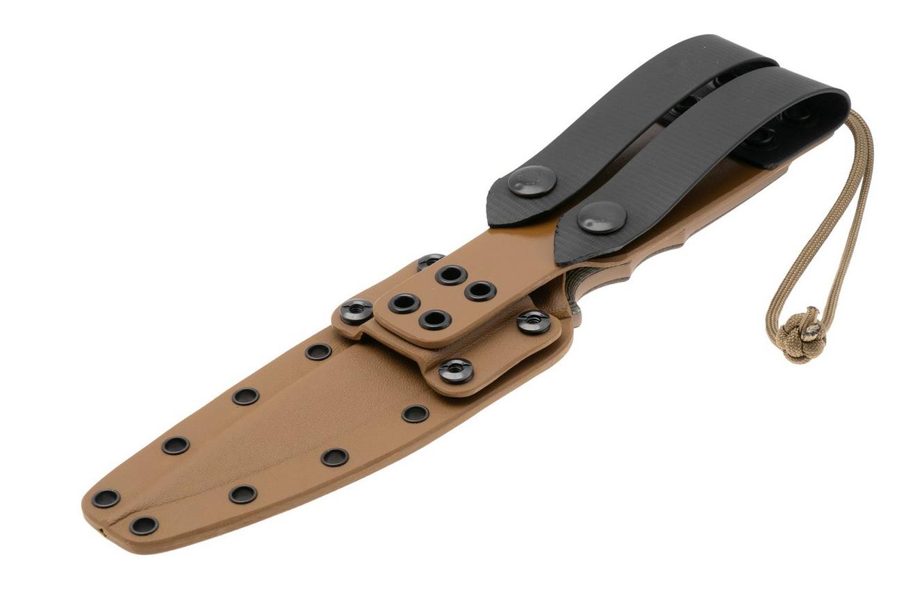 Spartan Blades Harsey Clandestina SB57DECMKYTN Flat Dark Earth, Camo Micarta, survivalmes, kydex schede
