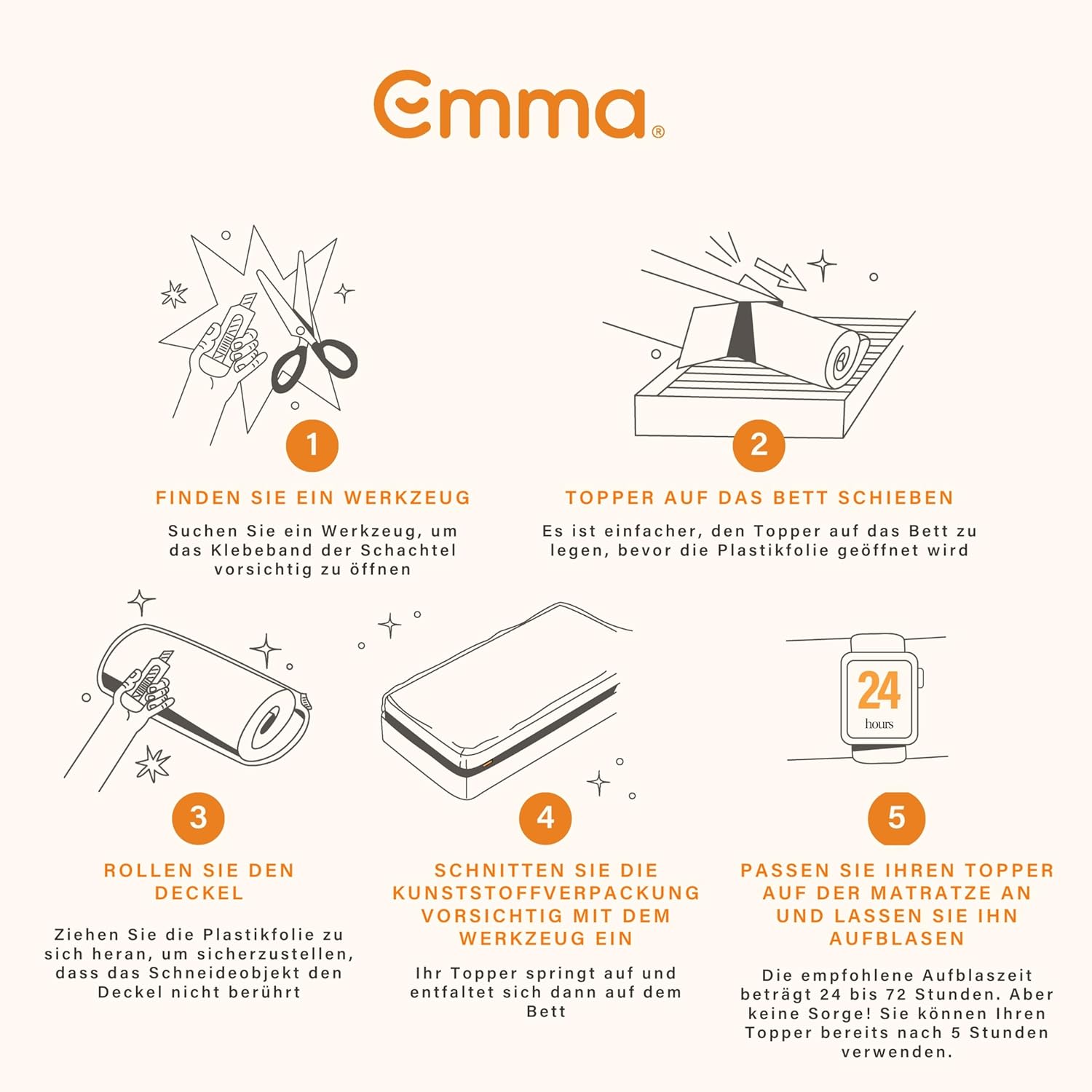 Emma Premium Topper 180x200 cm, Atmungsaktiver Matratzentopper, Memory-Schaum, Waschbarer Bezug bei 40°C, Premium-Originalcover, 9 cm Höhe, 100% Polyester, Reißverschluss