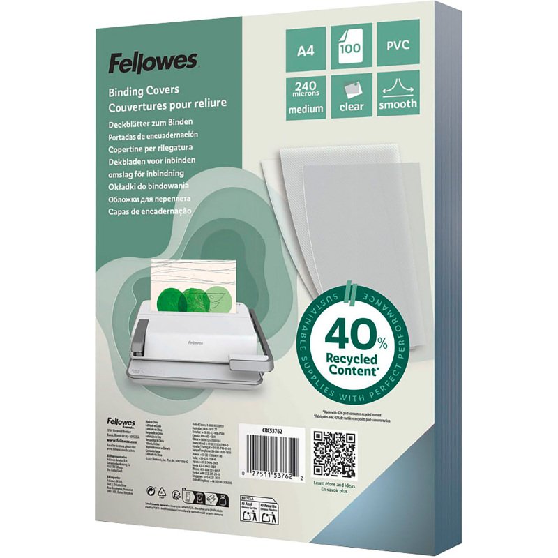 Couverture de reliure plastique 24/100 transparente incolore - Paquet de 100
