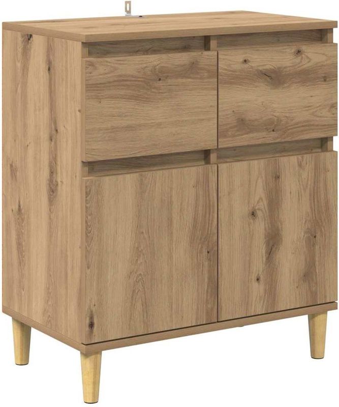 vidaXL - Dressoir - met - lade - Artisan - Eiken - 60 - x - 35 - x - 70 - cm - Bewerkt - hout