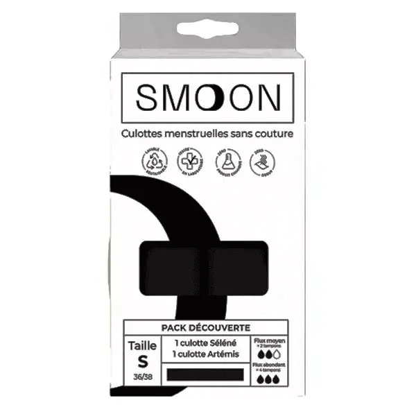 Kit de Descoberta Moon com 2 Calcinhas para Fluxo Médio + Fluxo Intenso, Pretas ™