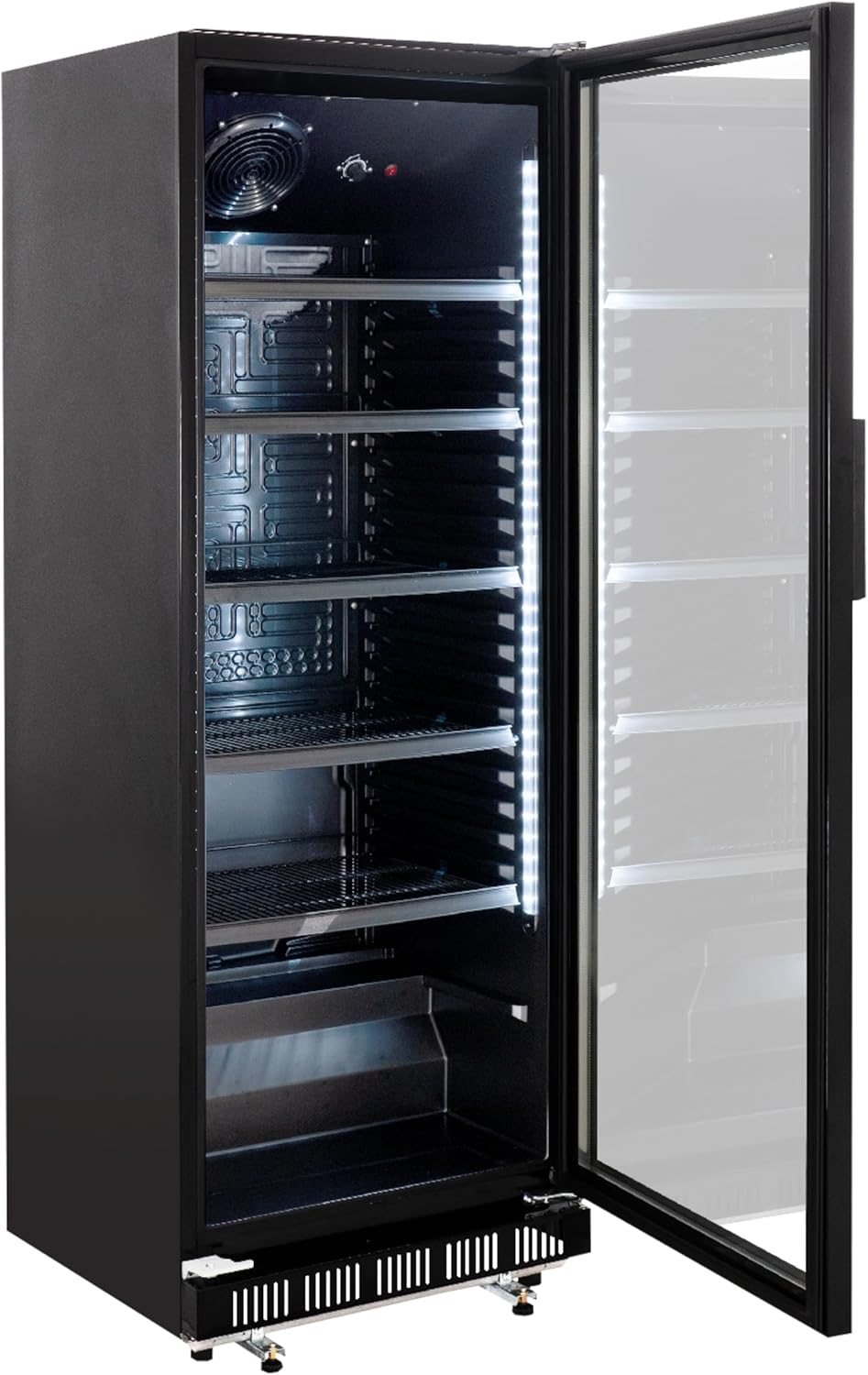 Getränkekühlschrank GK-360BB | 360 L | Flaschenkühlschrank mit Glastür & LED | abschließbar | Bierkühlschrank | Kühlschrank für Gastronomie
