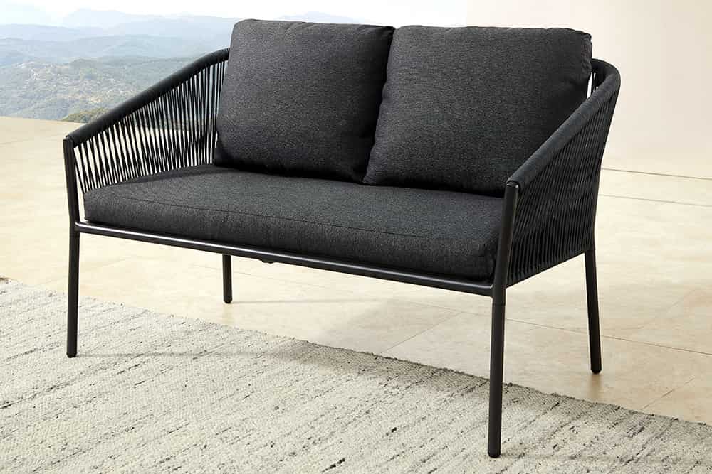 Outdoor Garten-Sitzgruppe AIRE ROPE anthrazit wetterfest inkl. Tisch und Kissen