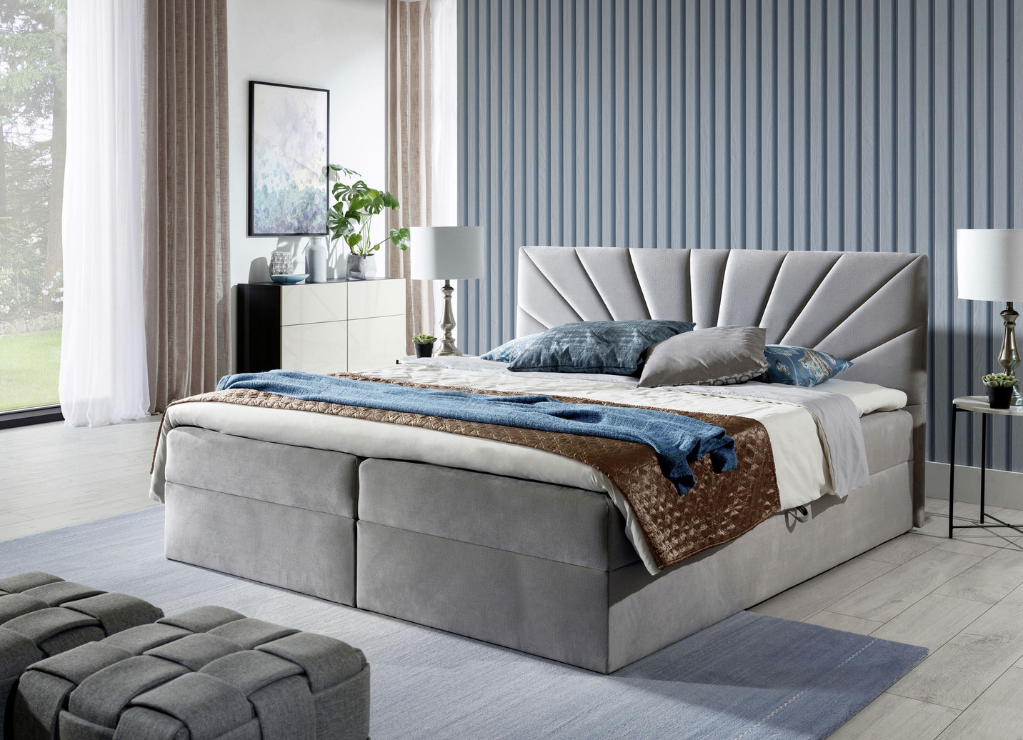 Boxspringbett mit abnehmbaren Topper
