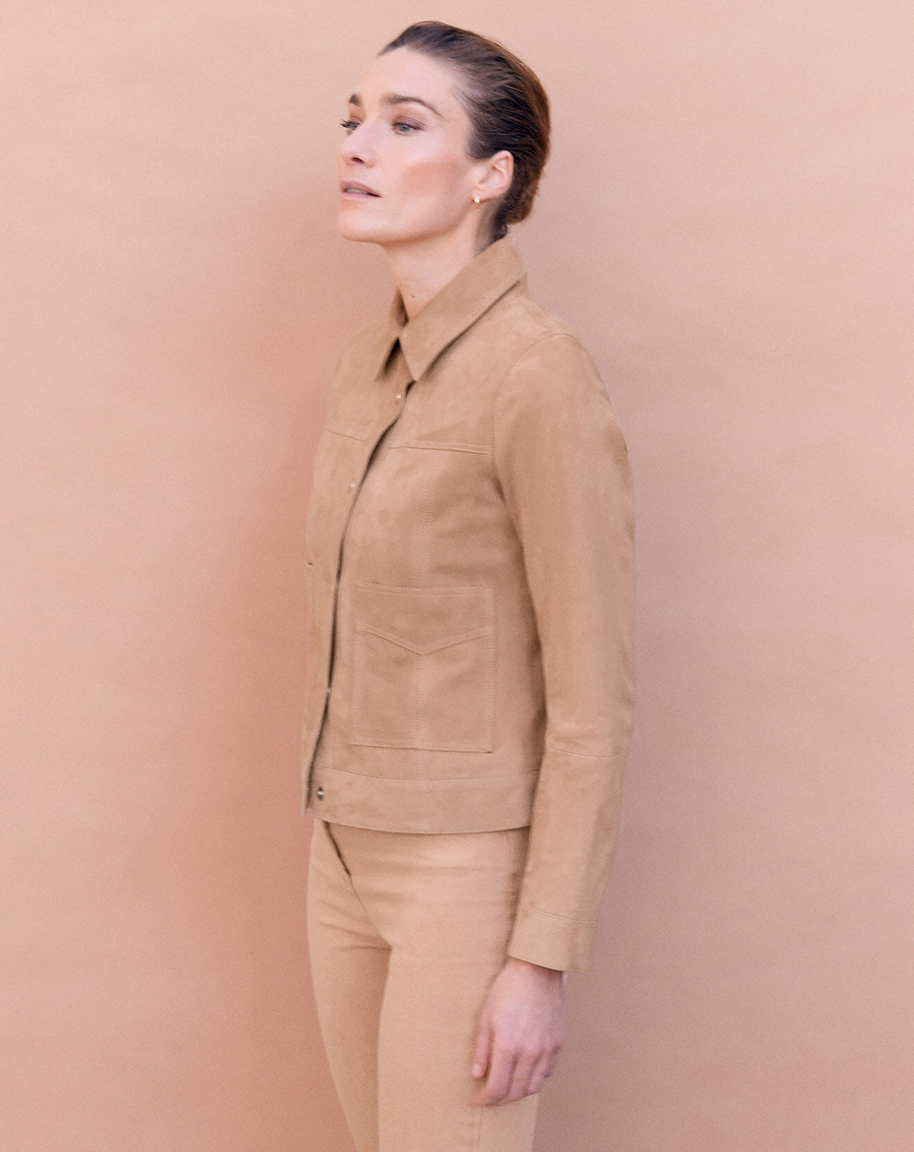 Caroll Veste en Velours de Cuir retourné Rhodes pêche