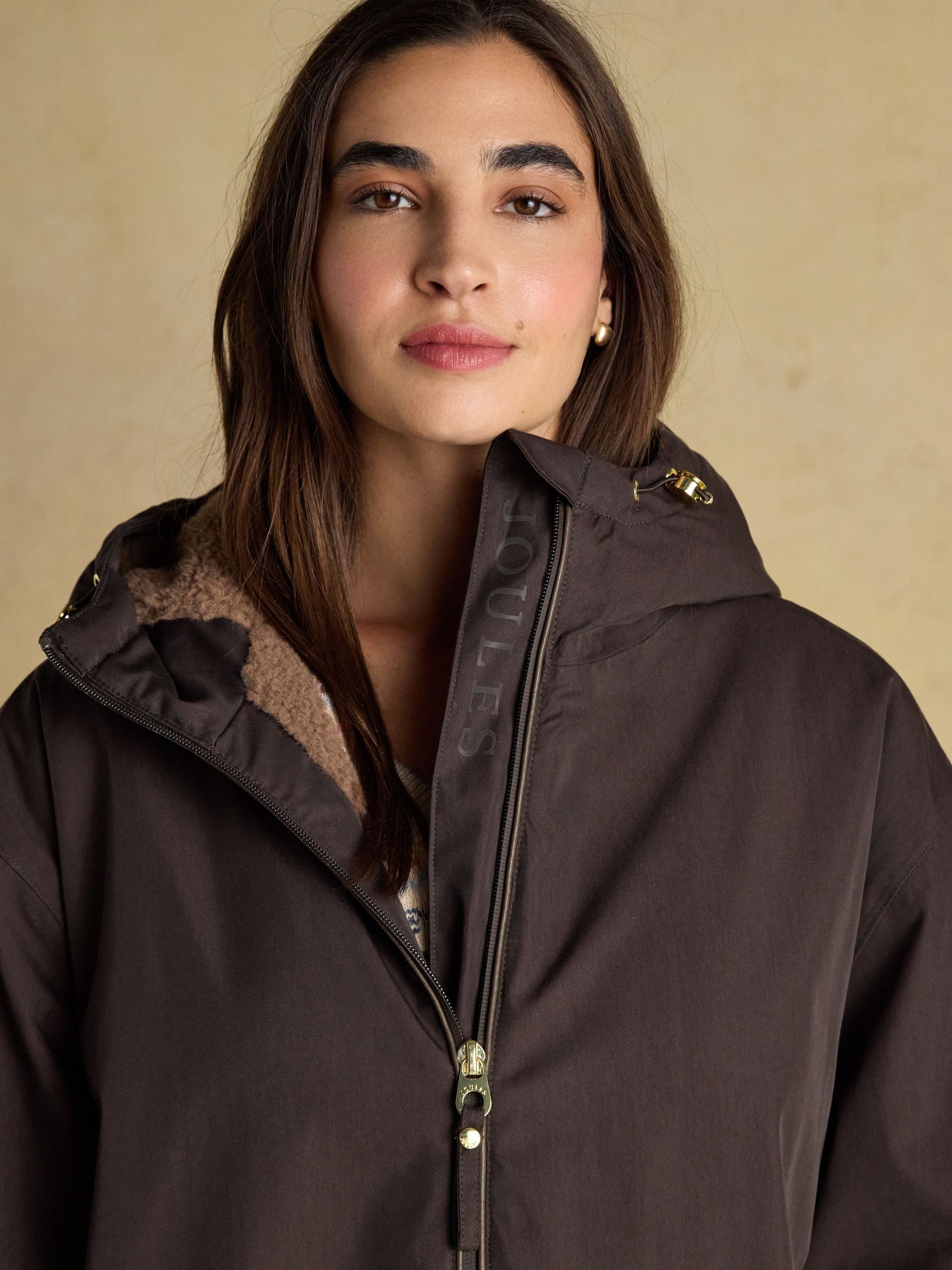 Bruin - Joules - Oversized waterdichte overall met fleece voering