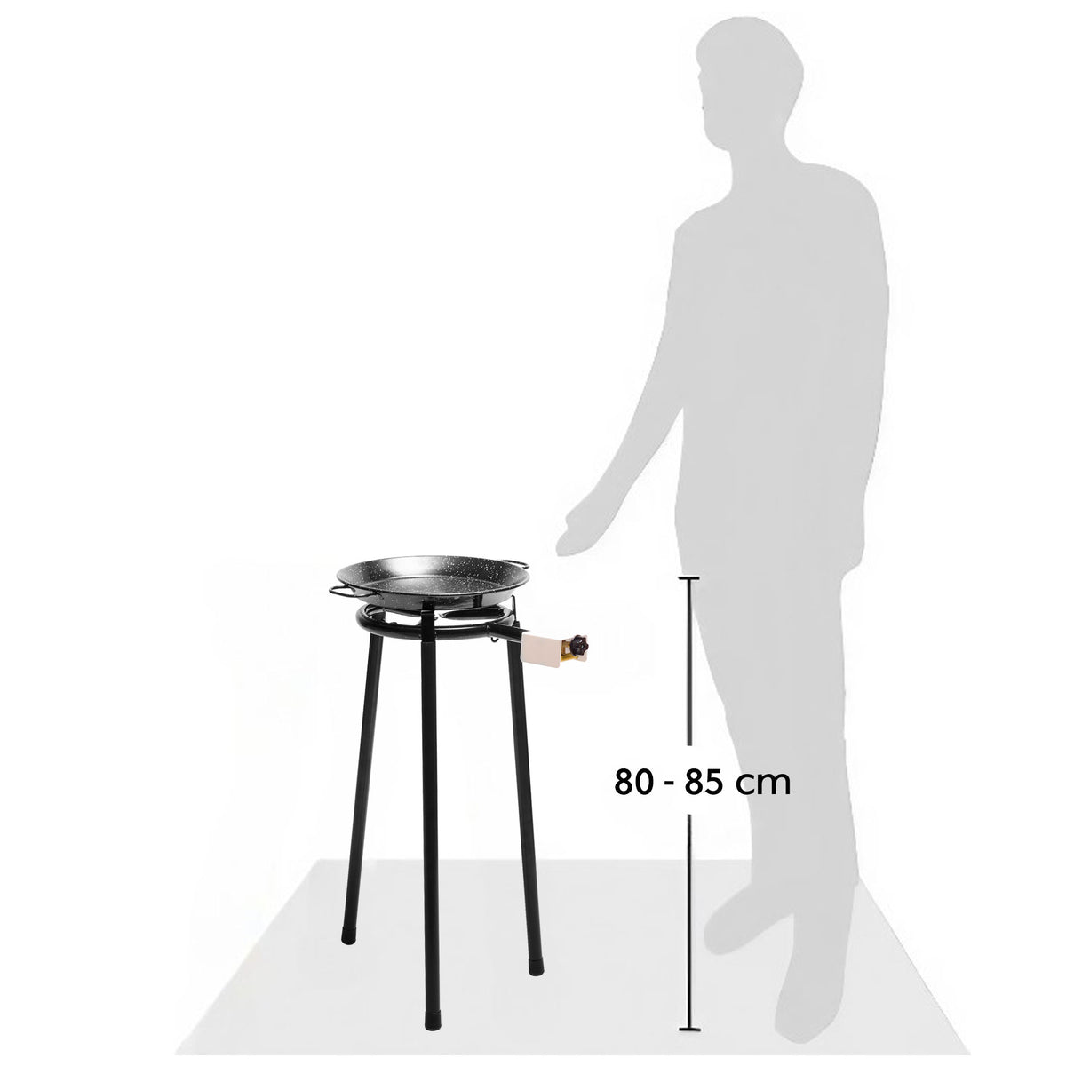 Set Paella Brûleur à Gaz 30cm + Poêle à Paella Émaillée 38cm + Support