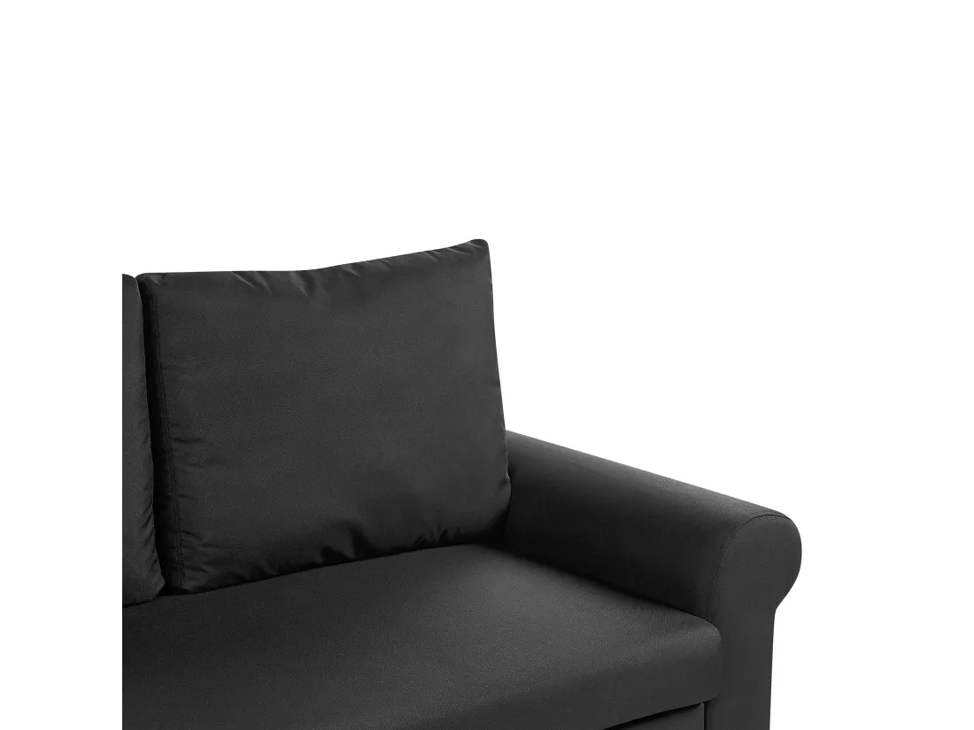 Canapé 2 places convertible en tissu noir SILDA