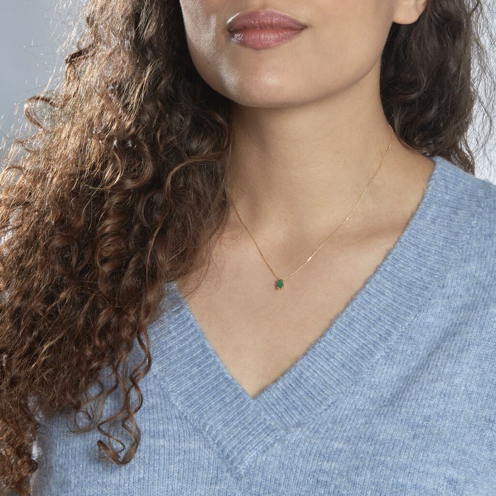 Collier Ovale Or Jaune Emeraude