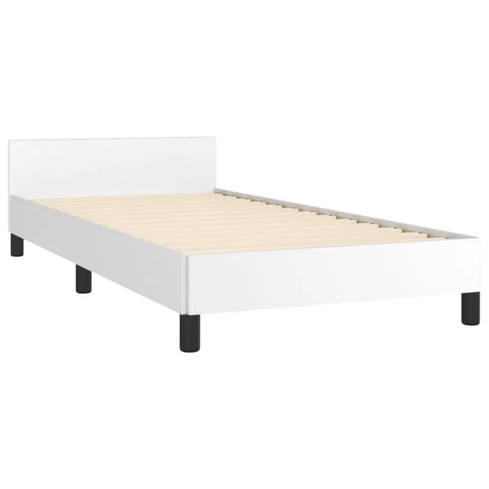 vidaXL - Bed frame met hoofdeinde zonder matras - Wit - Hout - 90x200 cm