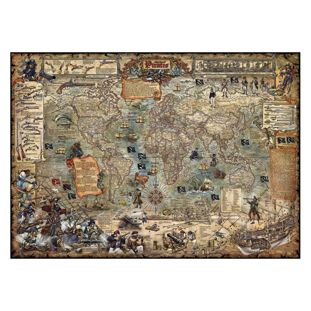 Puzzle - Map Art Pirate World de Rajko Zigic - 2000 Pièces