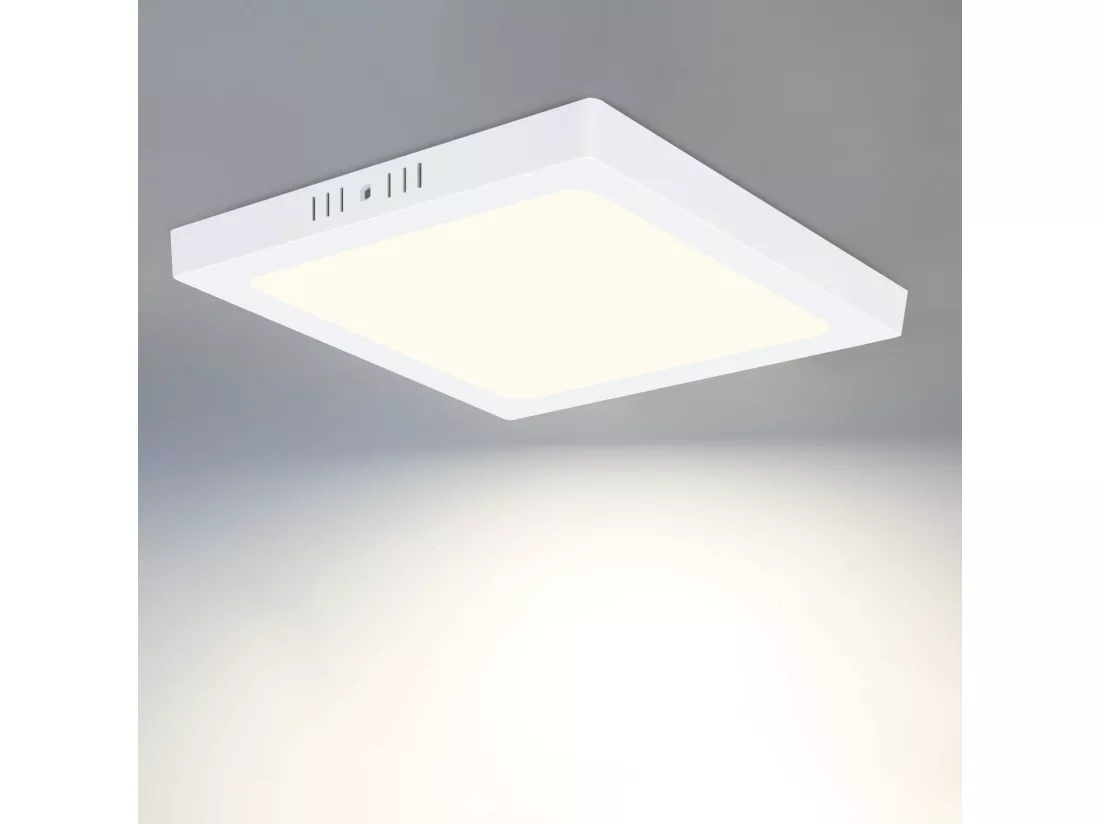 NETTLIFE Plafonnier LED 4000K 18W Blanc 23CM IP44 Lampe de Salle de Bain Chambre Lampe Moderne Carré Blanc Neutre Étanche pour Cuisine Bureau