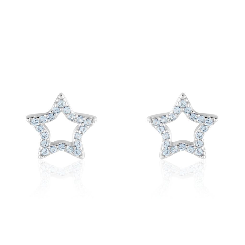 Boucles D'oreilles Puces Dmitri Argent Blanc Oxyde De Zirconium