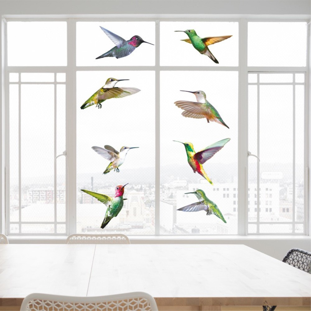 (9er Set) Vogel Schutz Fenster Sticker Anti-Kollisions Aufkleber Home Deko - Kolibri
