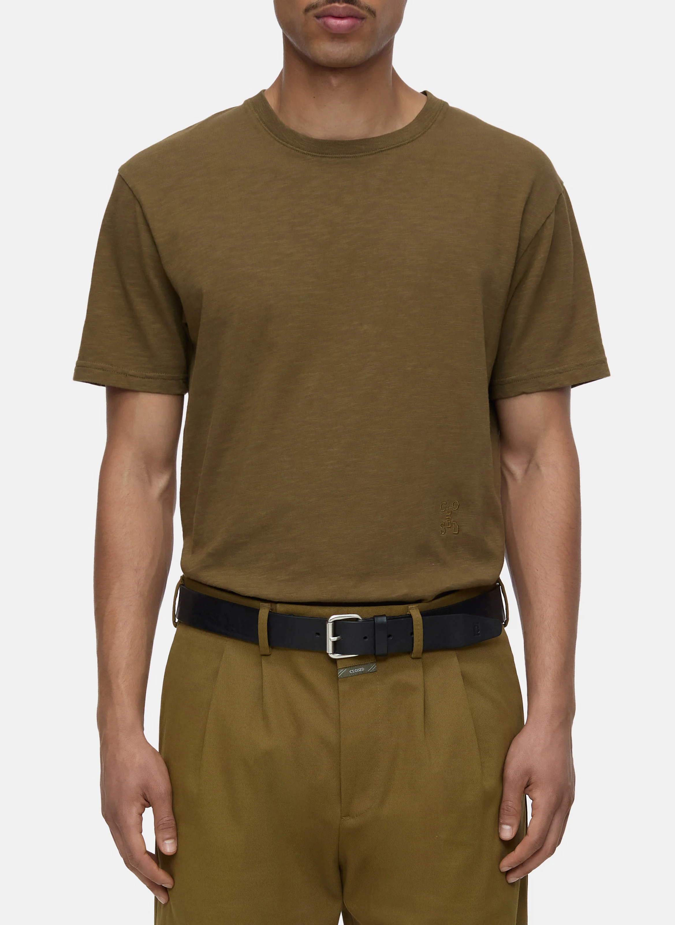 Tee-shirt droit col rond en coton bio | Doré