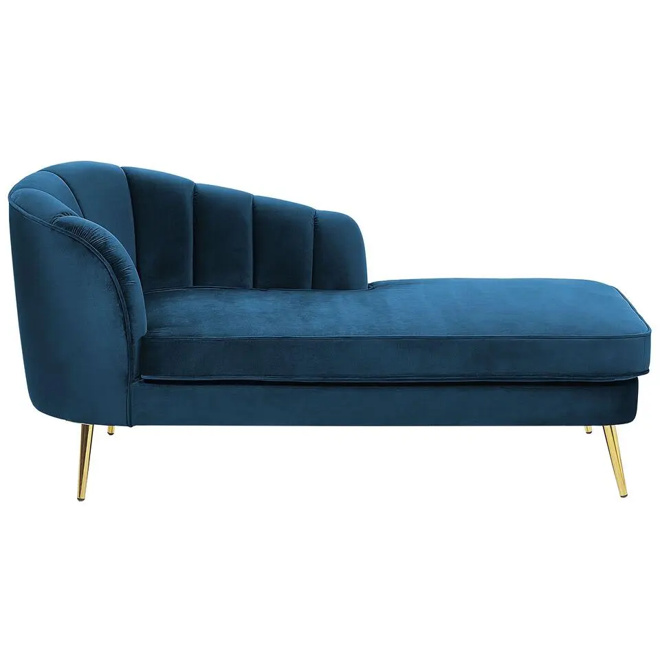 ALLIER - Chaise longue - Blauw - Linkerzijde - Fluweel