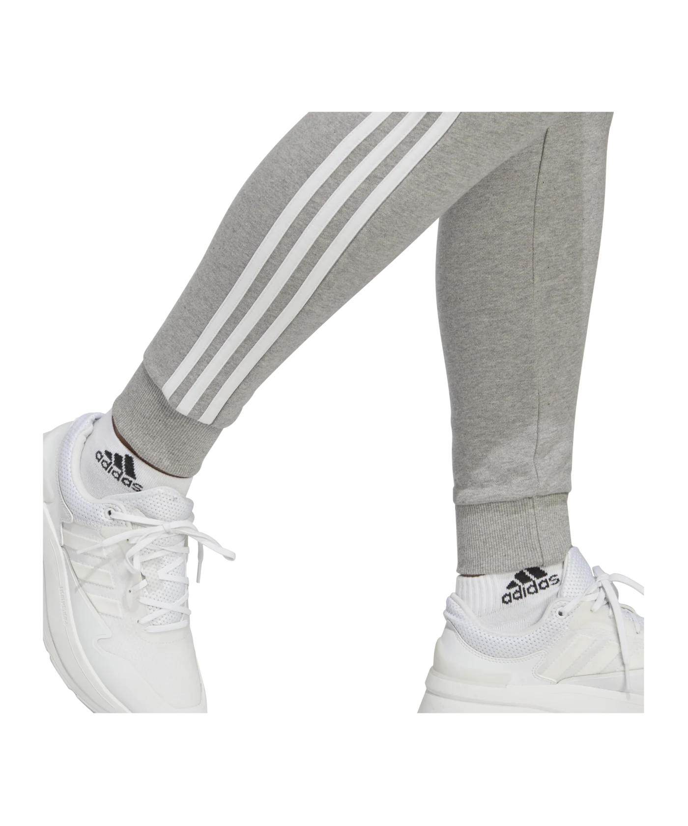 adidas Essentials 3-Stripes French Terry Cuffed Pants Grey