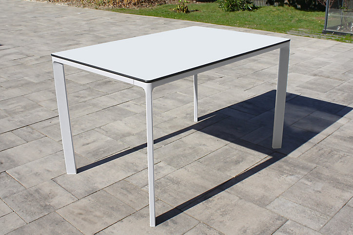 Table de jardin Meet en aluminium coloris blanc L.120 x l.90 x H.73 cm