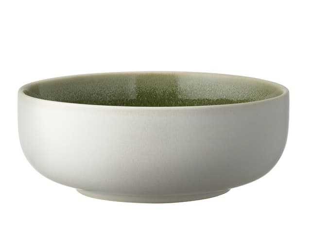 Studio Round Skål Matte white/Shiny moss