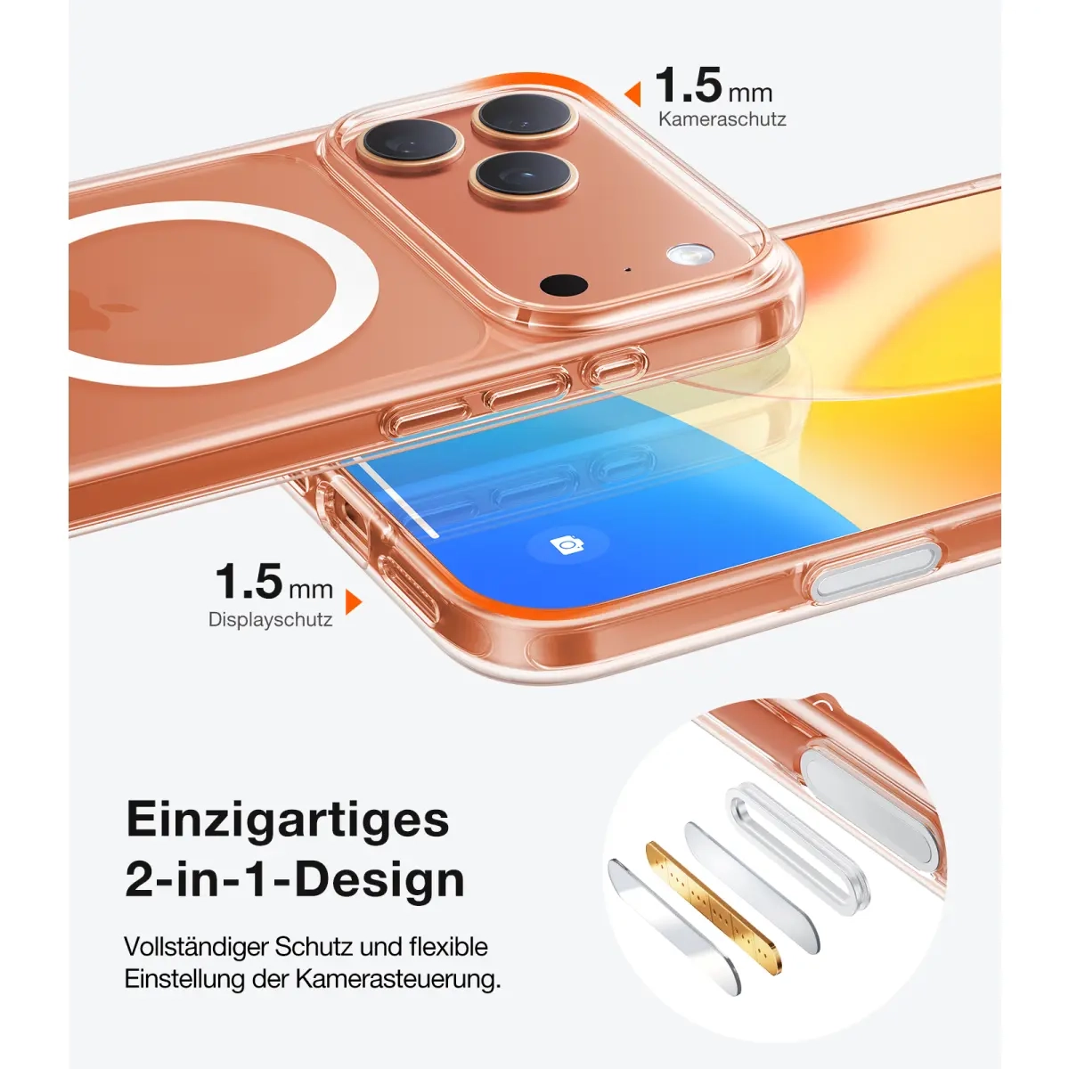 iPhone 17 Pro Max Guardian Magnetic Series Hybrid Hardcase Hülle mit TPU Bumper - Transparent
