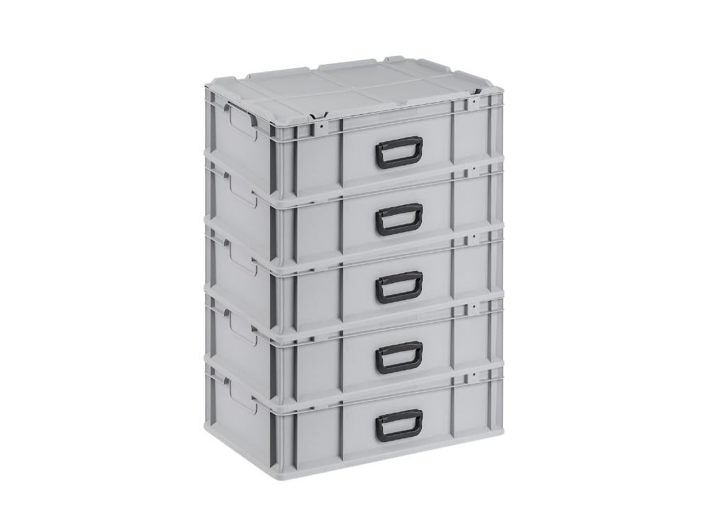 PROREGAL Super Saver Set 5 x Eurobox NextGen Draagbaar HxBxD 18,5 x 40 x 60 cm 34 Liter Euro Container Transportbox Stapelbare Container