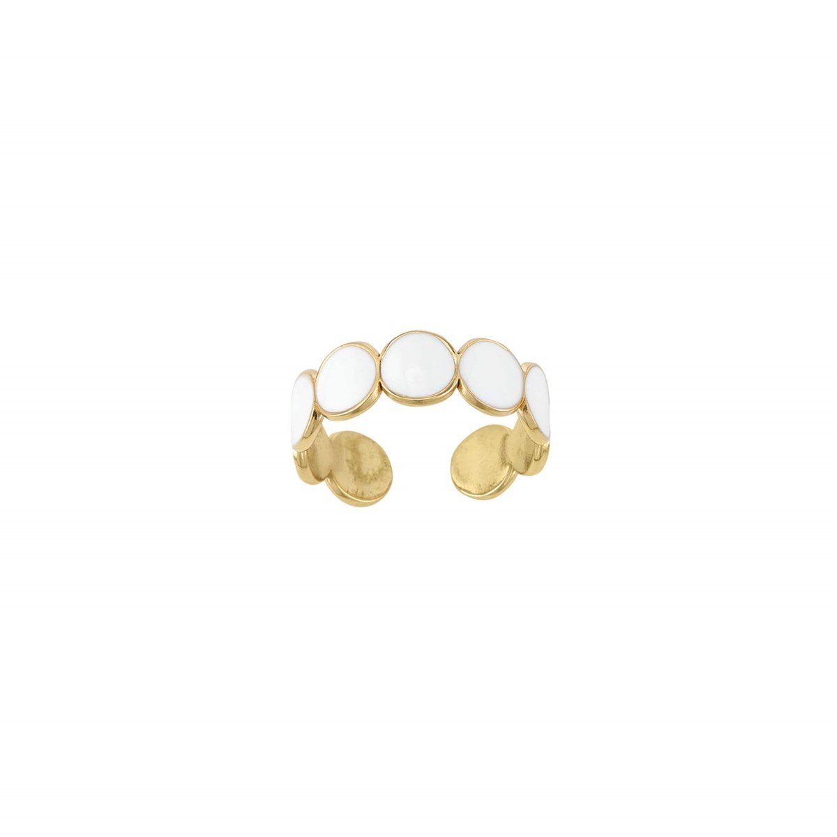 Bague Baia blanche acier doré or
