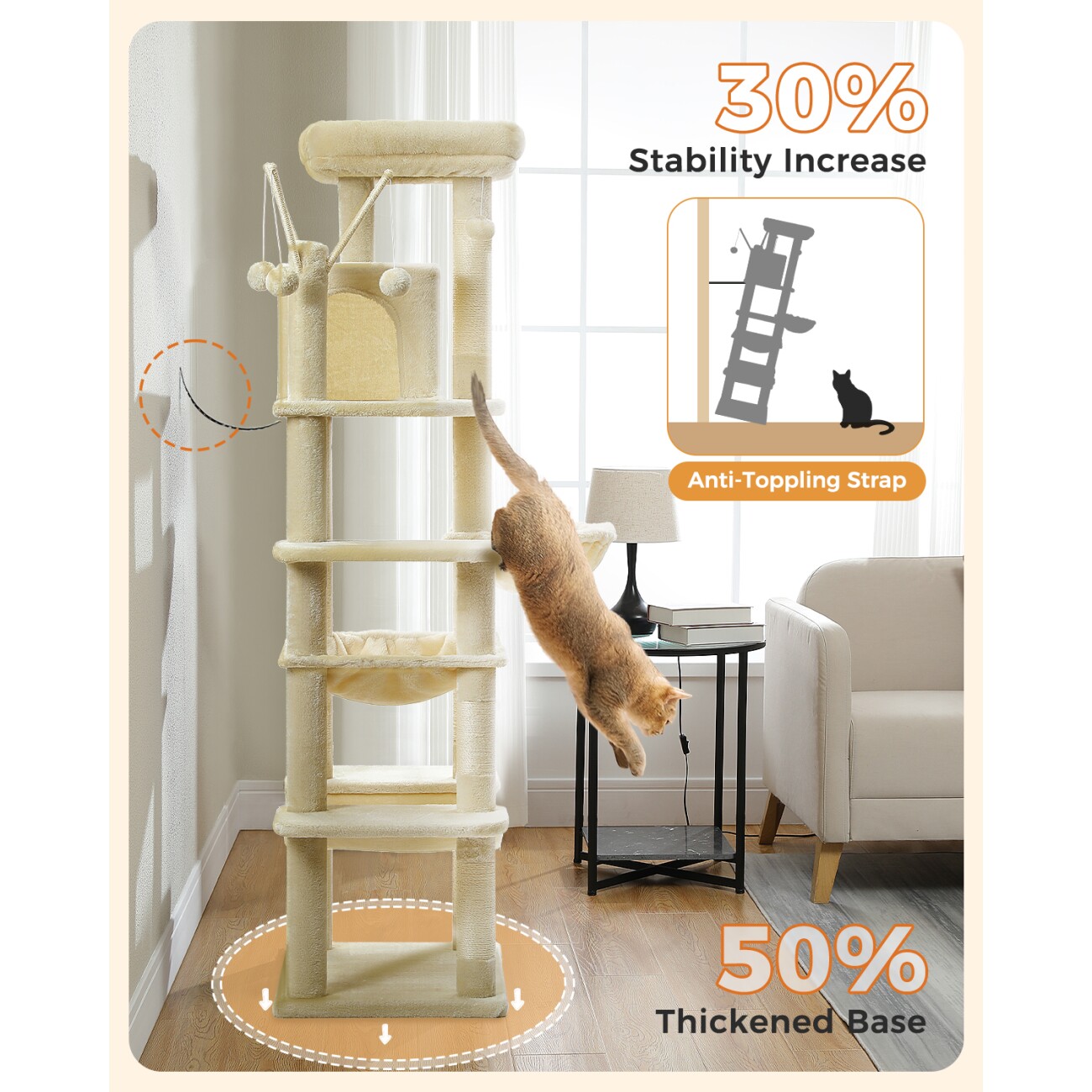 Pawz Road Kratzbaum 175cm große Katzenbaum Sisalstamm