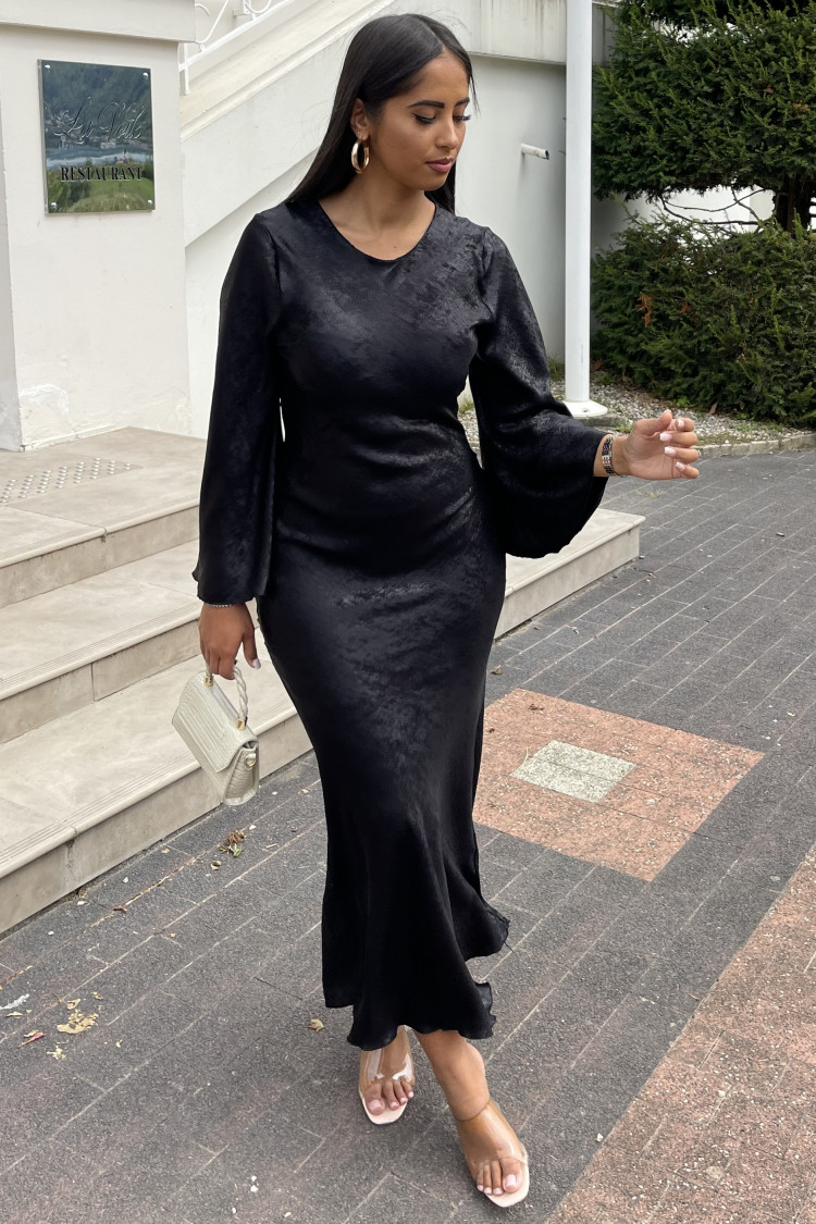 Robe de soirée longue noir scintillante