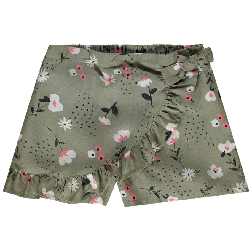 Jupe short en lyocell effet nouée avec imprimé floral pour fille - Vert