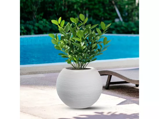 Vase en résine pour plantes d'intérieur et d'extérieur, design sphère ronde d.40x33h Botticelli Blanc