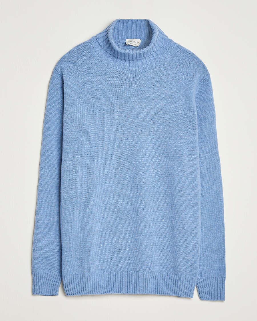 Morgano Wool/Cashmere Heavy Knit Rollneck Light Blue