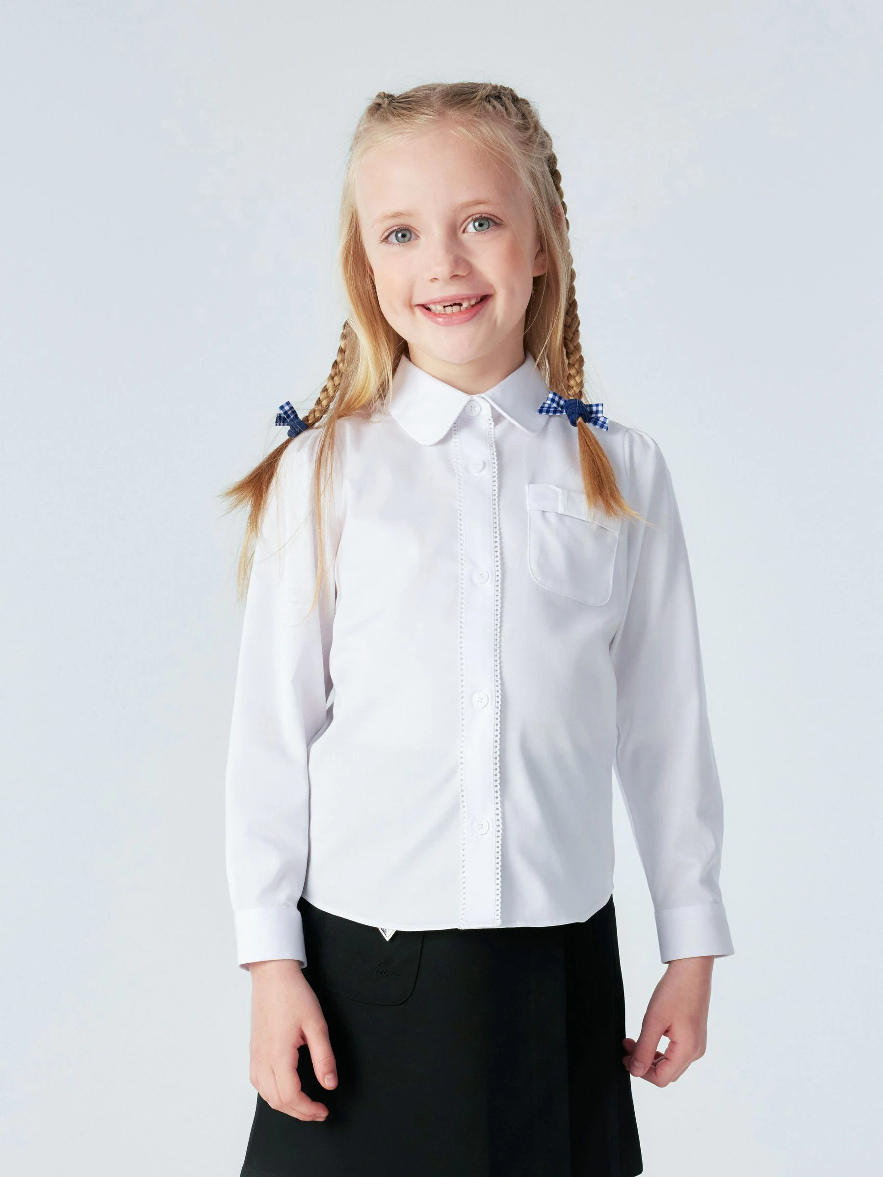 Clarks set van 3 schooloverhemden met lange mouwen en strik